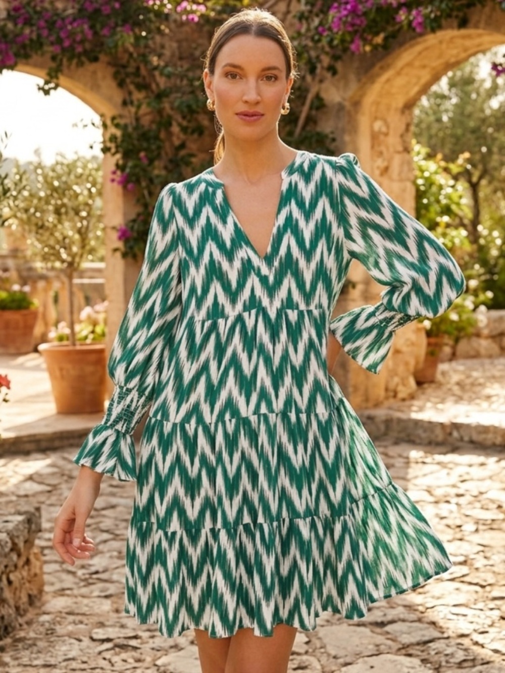 TUCKERNUCK Pomander Place green IKAT Kenzo Dress NWT Size XS